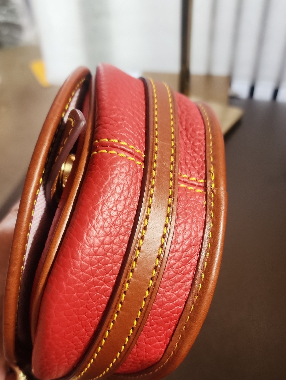 Dooney & Bourke Red Pebbled Leather Crossbody Saddle Bag Like New - Picture 11 of 16